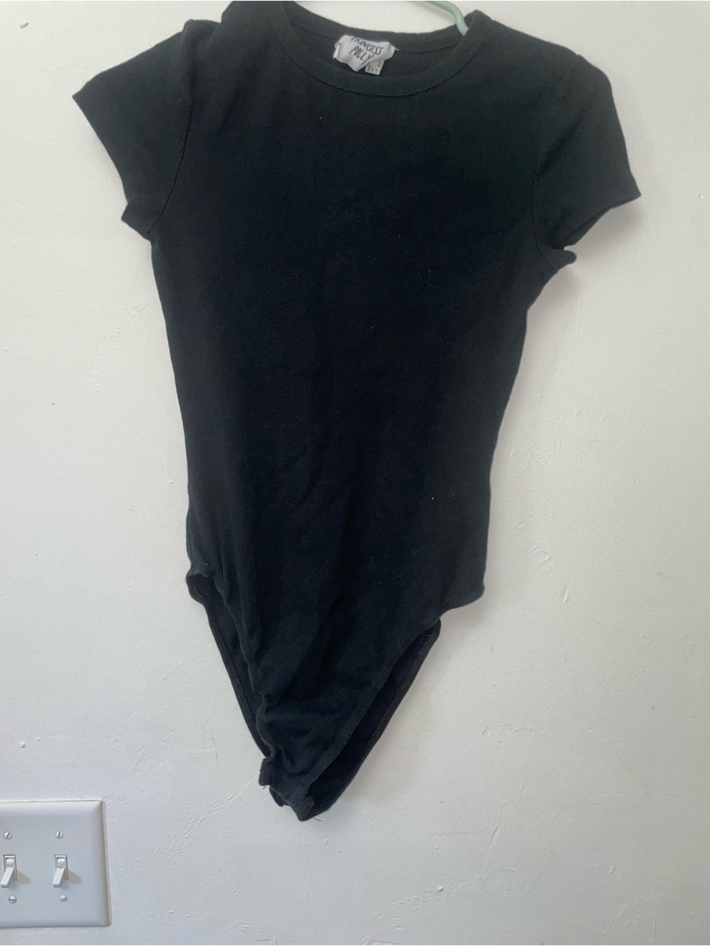 Princess Polly Black Crew Neck Short Sleeve Bodysuit Size 4 Fitted Stretch Basic